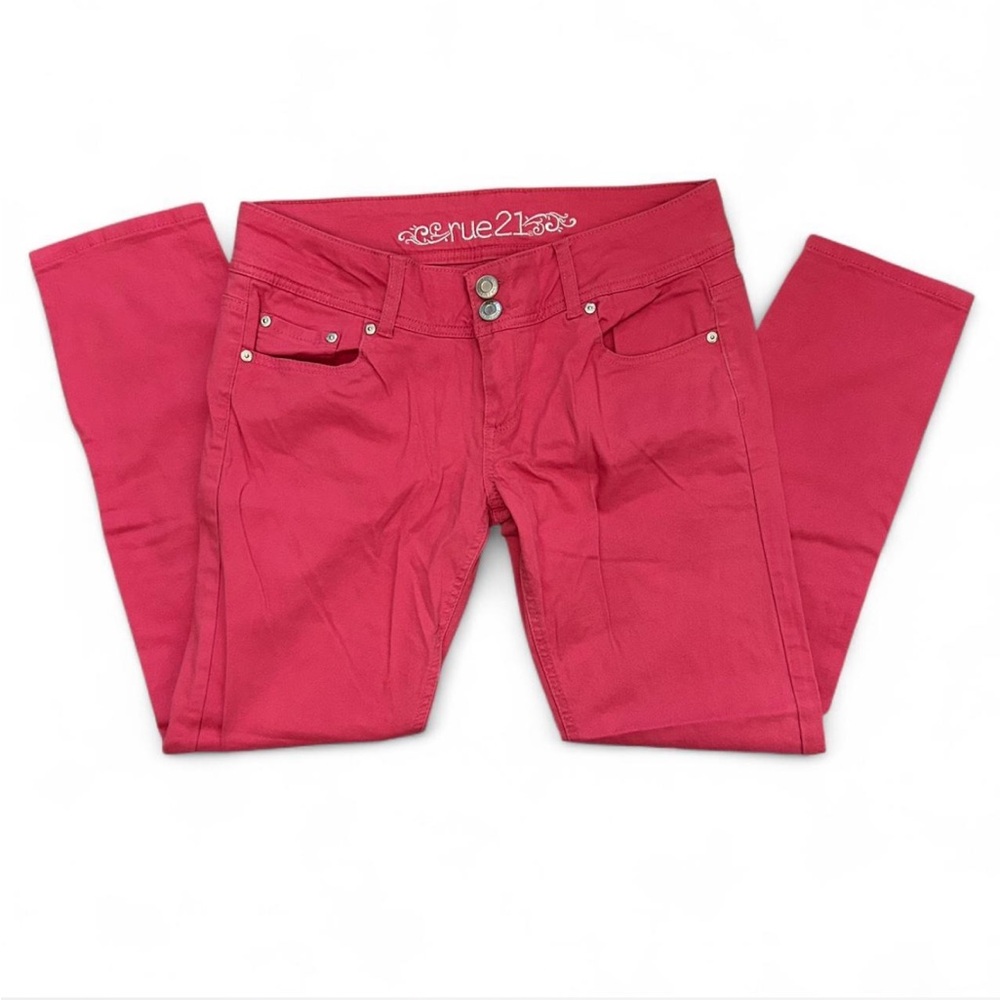 Rue‎ 21 Hot Pink Pants Women's Size 9/10 Skinny Cotton Blend Emo Kid